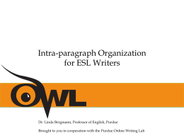INDOT Intra-Paragraph Organization for ESL Writers Slide