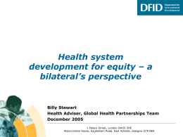Health system development for equity – a