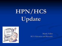 HPN/HCS Update - Emergency Preparedness Resources for Home