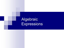 Algebraic Expressions - Discover Dalton State