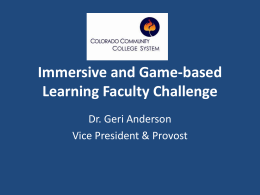 Immersive and Game*based Learning Faculty Challenge
