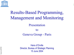 Results-Based Programming, Management and Monitoring