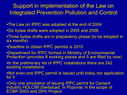 SUPPORT IN IMPLEMENTATION OF THE LAW ON IPPC