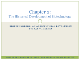 Chapter 2: The Historical Development of Biotechnology