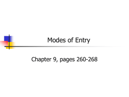 Modes of Entry