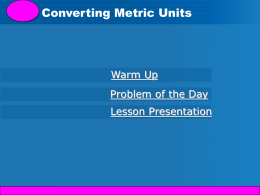 Converting Metric Units of Measure