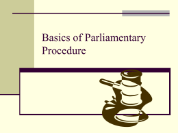 Introduction to Parliamentary Procedure