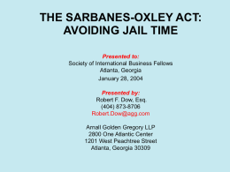 Sarbanes-Oxley Act - Arnall Golden Gregory LLP