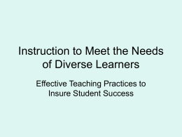 Instruction to Meet the Needs of Diverse Learners
