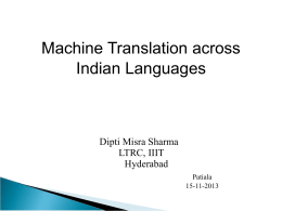 Introduction to NLP and Machine Translation