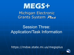 MEGS+ Application Menu