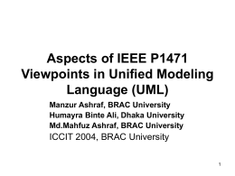Aspects of IEEEP 1471 Viewpoints in UML