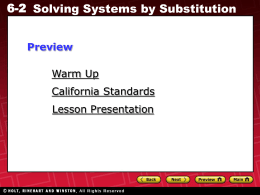 6-2 Solving Systems by Substituion