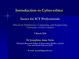 Introduction to Cyber-ethics Issues for ICT Professionals