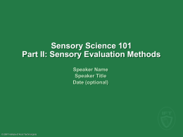 Sensory Science - Institute of Food Technologists