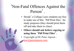 Non-Fatal Offences Against the Person