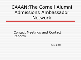 Slide 1 - Cornell Alumni Admissions Ambassador Network