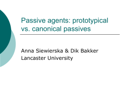 Canonical Passives - University of Amsterdam