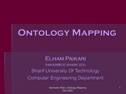 Ontology Mapping - Department of Computer Engineering