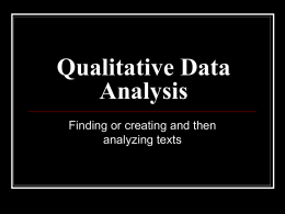 Lecture 6: Qualitative Data Analysis