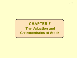 CHAPTER 7 BOND AND STOCK VALUATION
