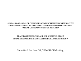 TLU report to SAG Powerpoint - Maine Greenhouse Gas Action Plan