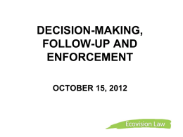 October 15 Decision-making, Followup