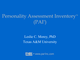 PAI - PAR - Psychological Assessment Resources, Inc.