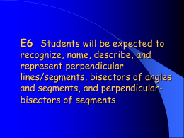 E6 recognize, name, describe, and represent perpendicular lines