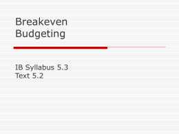 Costs and Budgeting - PowerPoint Presentation