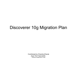 Discoverer Migration Plan