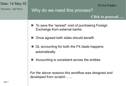 Presentation on Treasury Internal FX Approval using Workflows