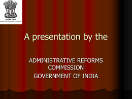 A presentation by the - 2nd Administrative Reform Commission