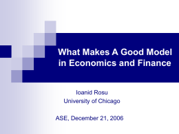 (Theoretical) Model in Economics and Finance