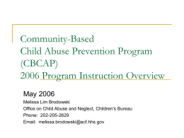 CBCAP Program Overview - Muskie School of Public Service
