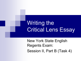 Critical Lens Essay Steps