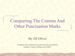 Grammar Workshop 3: Punctuation I