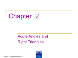 Chapter 2 Acute Angles and Right Triangles