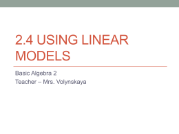 2.4 Using Linear Models