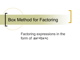 Box Method for Factoring 2