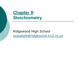 Chapter 9: Stoichiometry