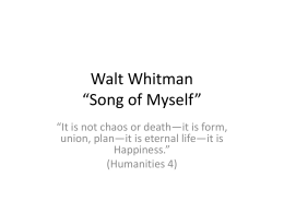 Walt Whitman “Song of Myself”