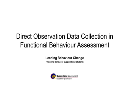 Direct Observation Data Collection in Functional Behaviour