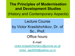 The Principles of Modernisation and Development Studies