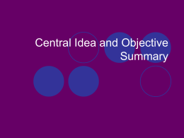 Central Idea and Objective Summary