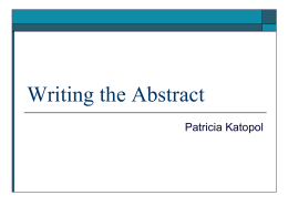 Writing the Abstract