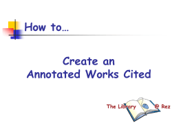 Annotated Works Cited