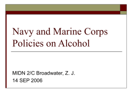 Navy and Marine Corps Policies on Alcohol