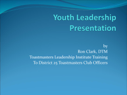 Youth Leadership - District 25 Toastmasters
