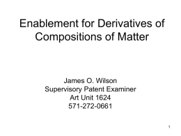 Enablement for Derivatives of Compositions of Matter